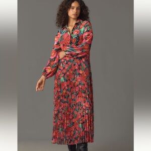 New FARM Rio x Anthropologie Pleated Dropwaist Floral Maxi Dress